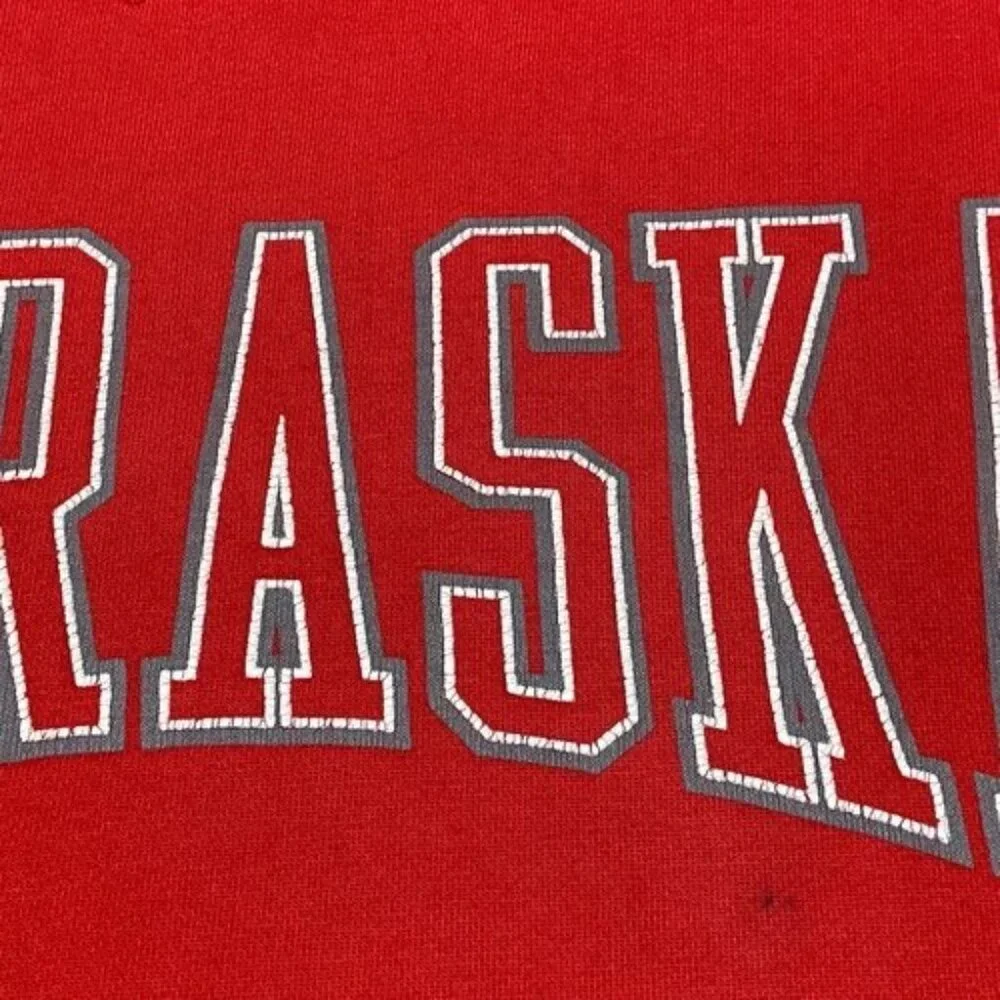 Vintage Nebraska Cornhuskers Sweatshirt Men's XXL Red 90s Gear For Sports Cotton - Picture 11 of 16